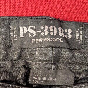 PS- 3983 Periscope 100% Black Leather Full Length Pants, Size 7